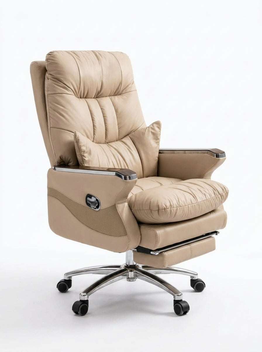 Luxury Ergonomic Office Chair - 360° Rotation (Cream)